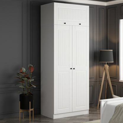 Ντουλάπα 90x235x52 εκ Λευκό 506MNR2235