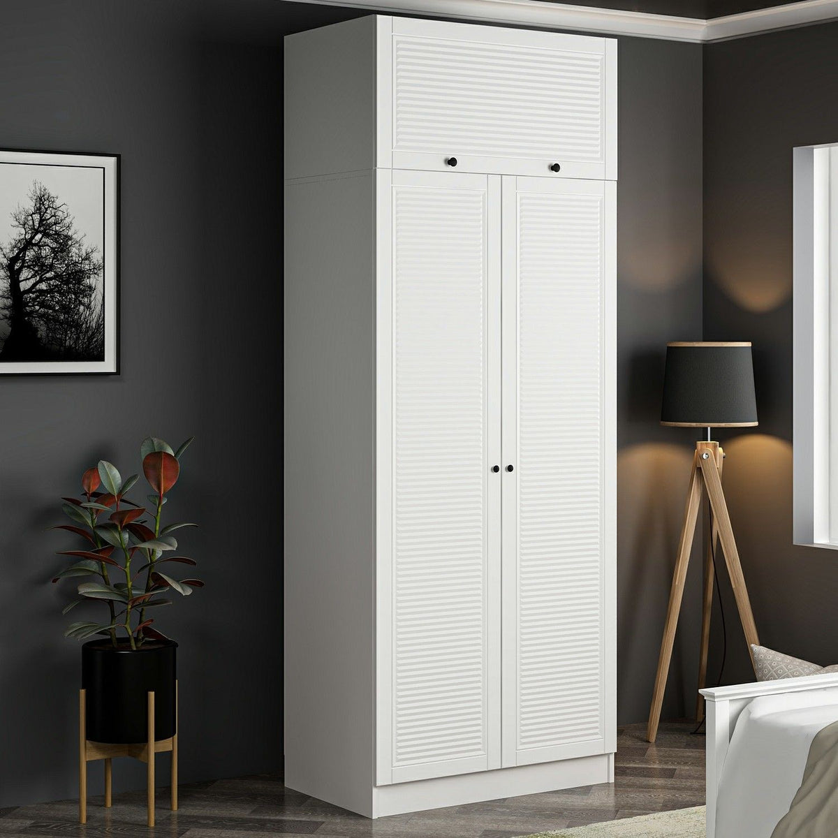 Ντουλάπα 90x210x52 εκ Λευκό 506MNR2242
