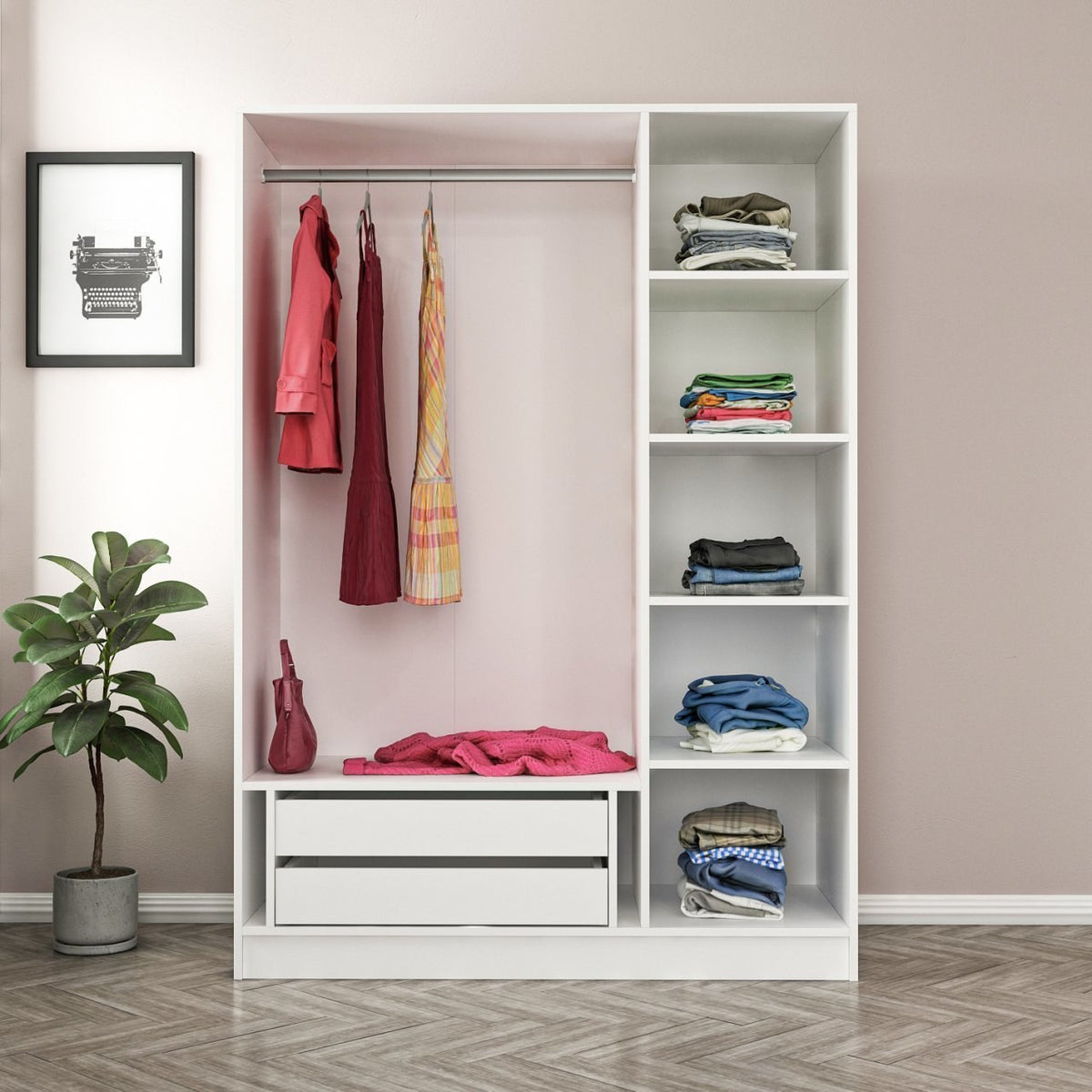 Ντουλάπα 135x210x52 εκ Λευκό 506MNR2250