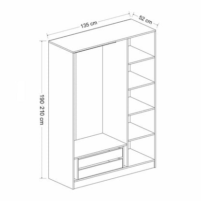 Ντουλάπα 135x190x52 εκ Λευκό 506MNR2257