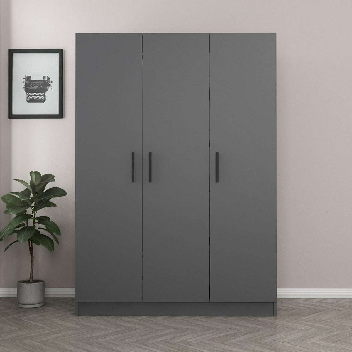Ντουλάπα 135x190x52 εκ Ανθρακί 506MNR2265