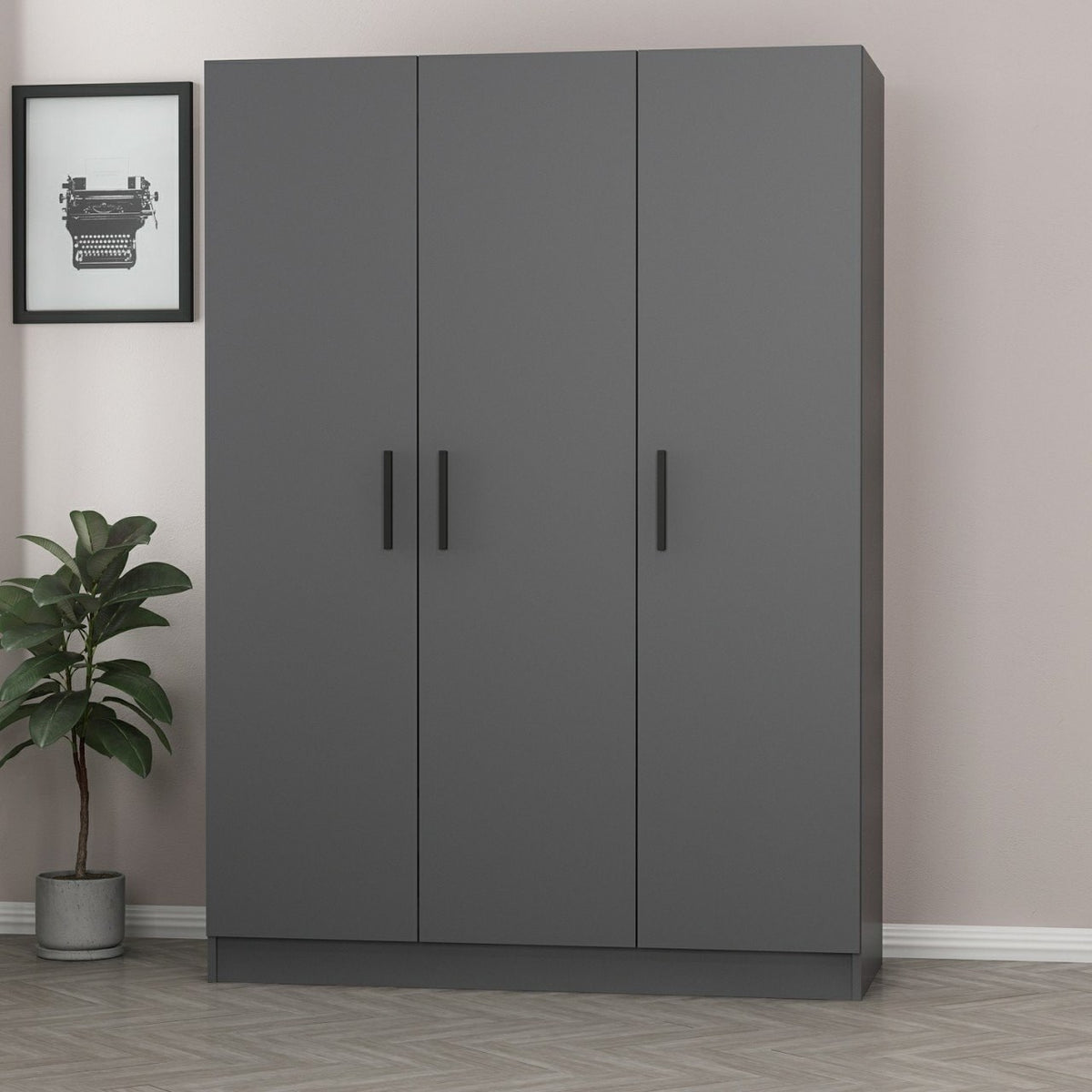 Ντουλάπα 135x190x52 εκ Ανθρακί 506MNR2265