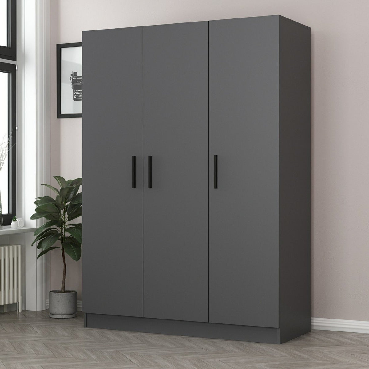 Ντουλάπα 135x210x52 εκ Ανθρακί 506MNR2266
