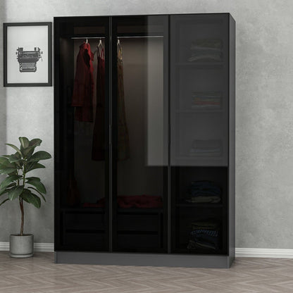 Ντουλάπα 135x210x52 εκ Anthracite Black 506MNR2272