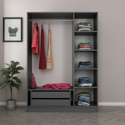 Ντουλάπα 135x210x52 εκ Anthracite Black 506MNR2272