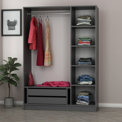 Ντουλάπα 135x210x52 εκ Anthracite Black 506MNR2272