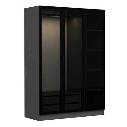 Ντουλάπα 135x210x52 εκ Anthracite Black 506MNR2272