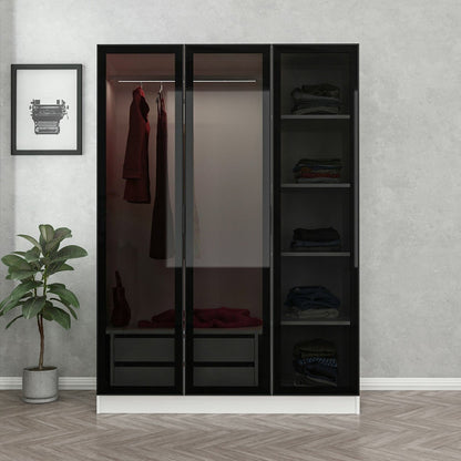 Ντουλάπα 135x190x52 εκ White Black 506MNR2273