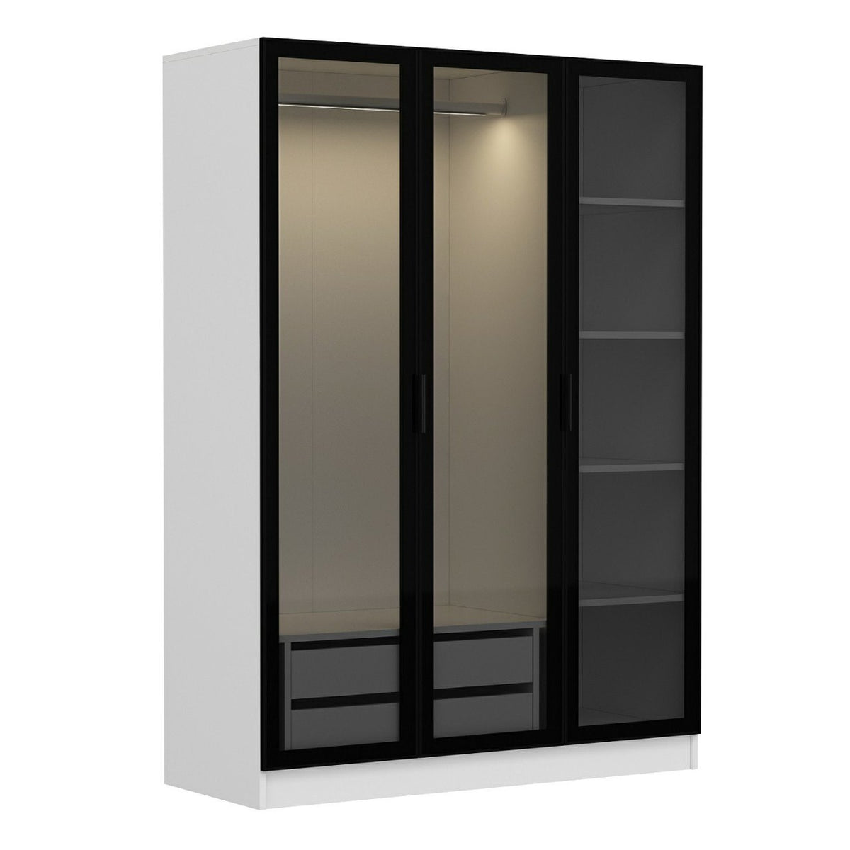 Ντουλάπα 135x190x52 εκ White Black 506MNR2273
