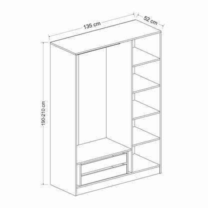 Ντουλάπα 135x190x52 εκ Λευκό 506MNR2290