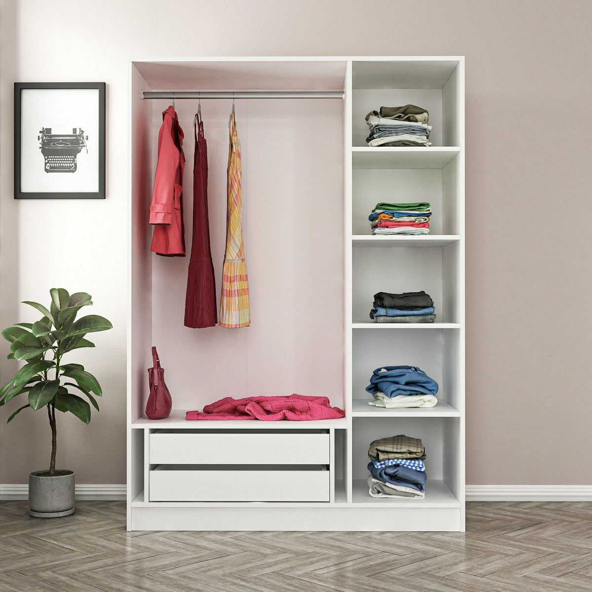 Ντουλάπα 135x210x52 εκ Λευκό 506MNR2291