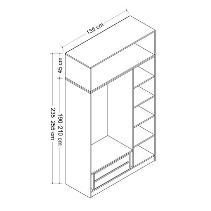 Ντουλάπα 135x255x52 εκ Λευκό 506MNR2402