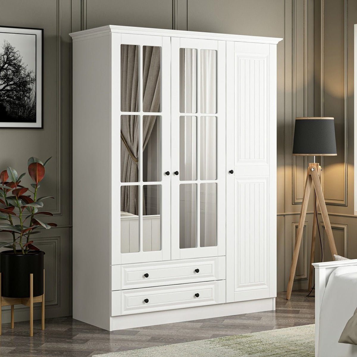 Ντουλάπα 135x190x52 εκ Λευκό 506MNR2405