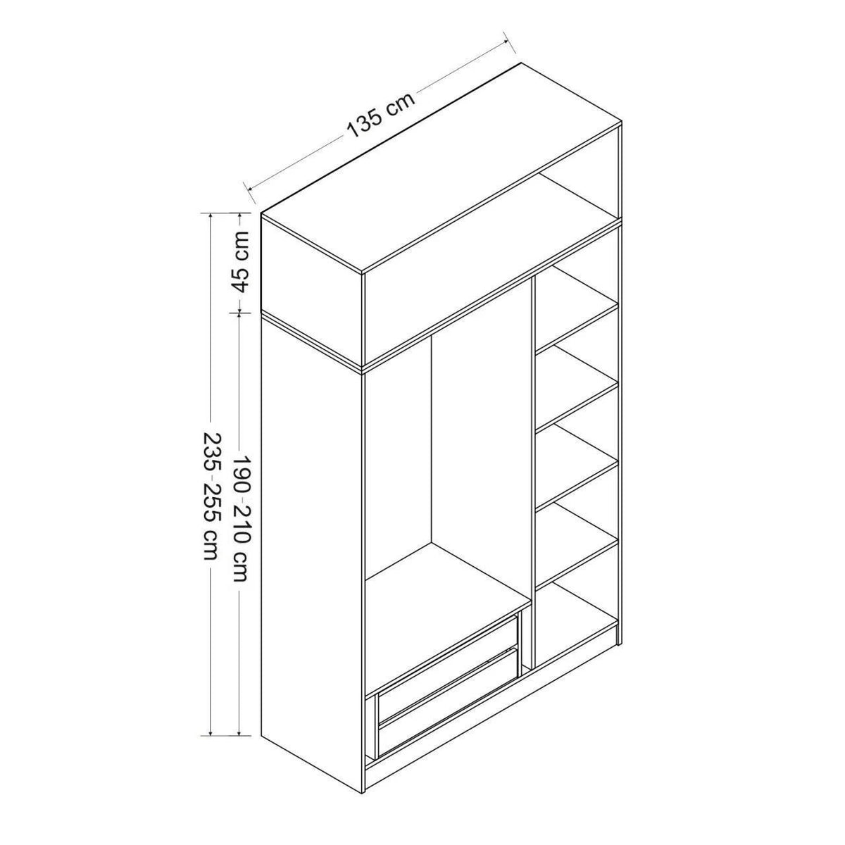 Ντουλάπα 135x235x52 εκ Λευκό 506MNR2419