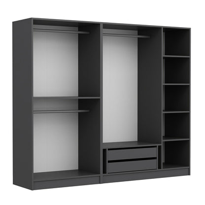 Ντουλάπα 225x210x52 εκ Ανθρακί 506MNR2427