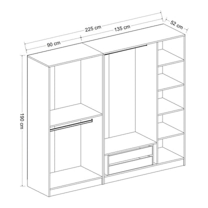 Ντουλάπα 225x210x52 εκ Λευκό 506MNR2429