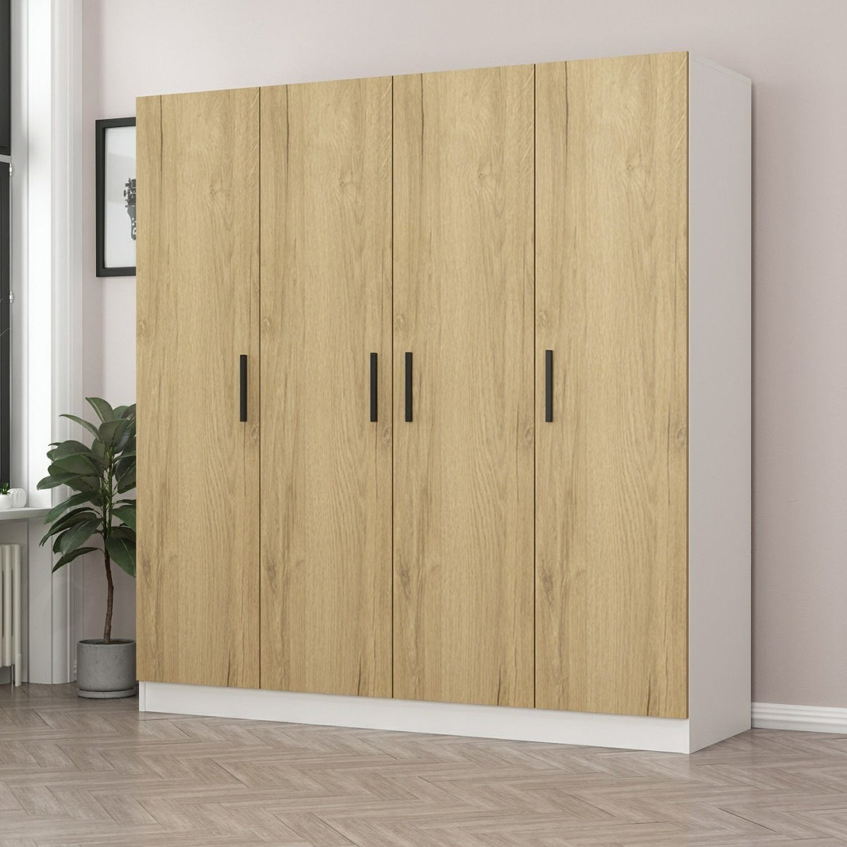 Ντουλάπα 180x190x52 εκ Walnut White 506MNR2432