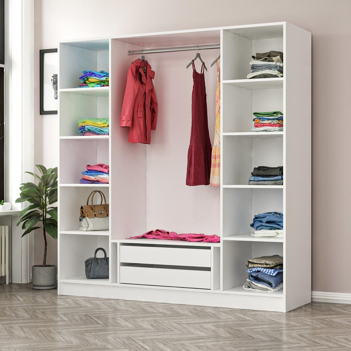 Ντουλάπα 180x210x52 εκ Λευκό 506MNR2443