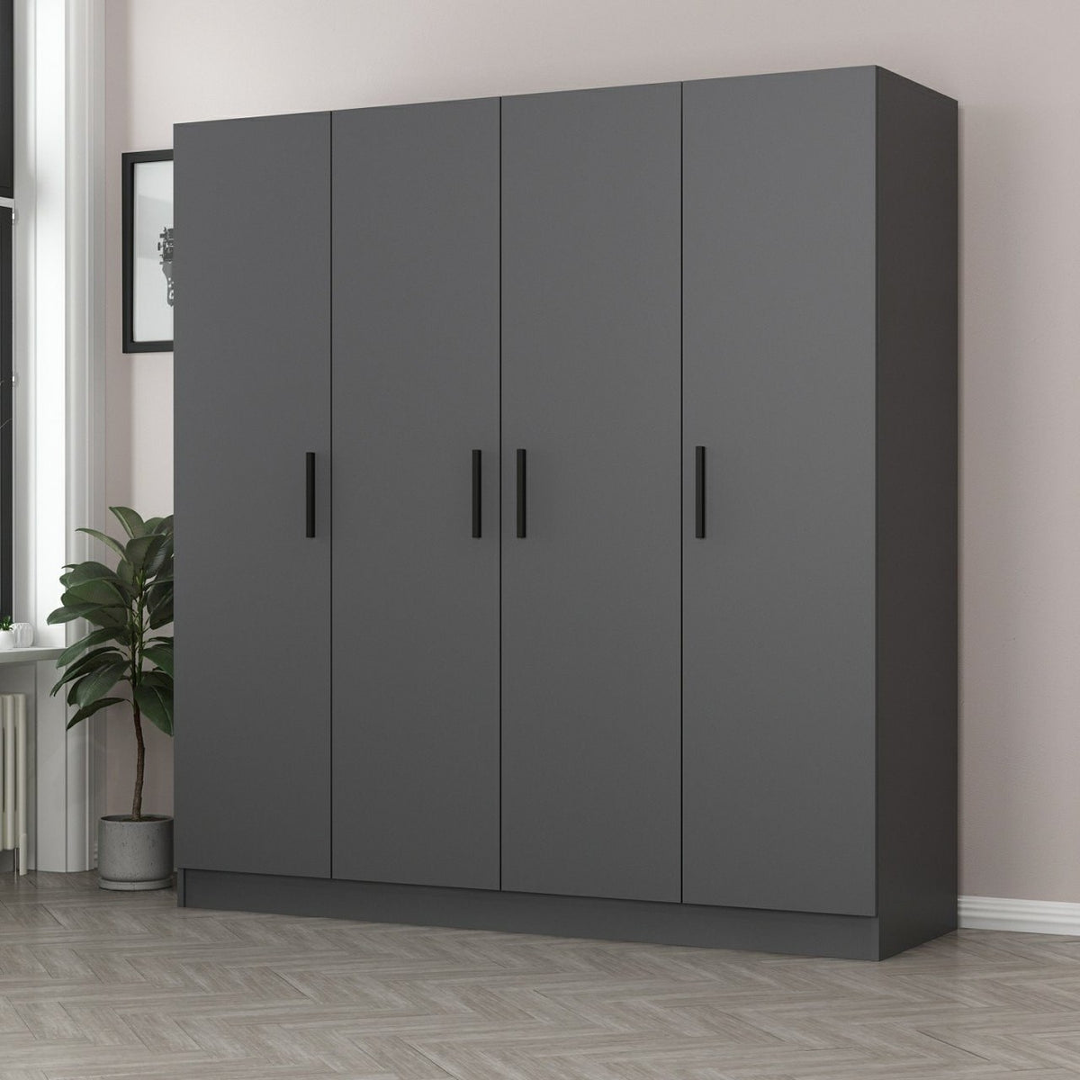 Ντουλάπα 180x190x52 εκ Ανθρακί 506MNR2462