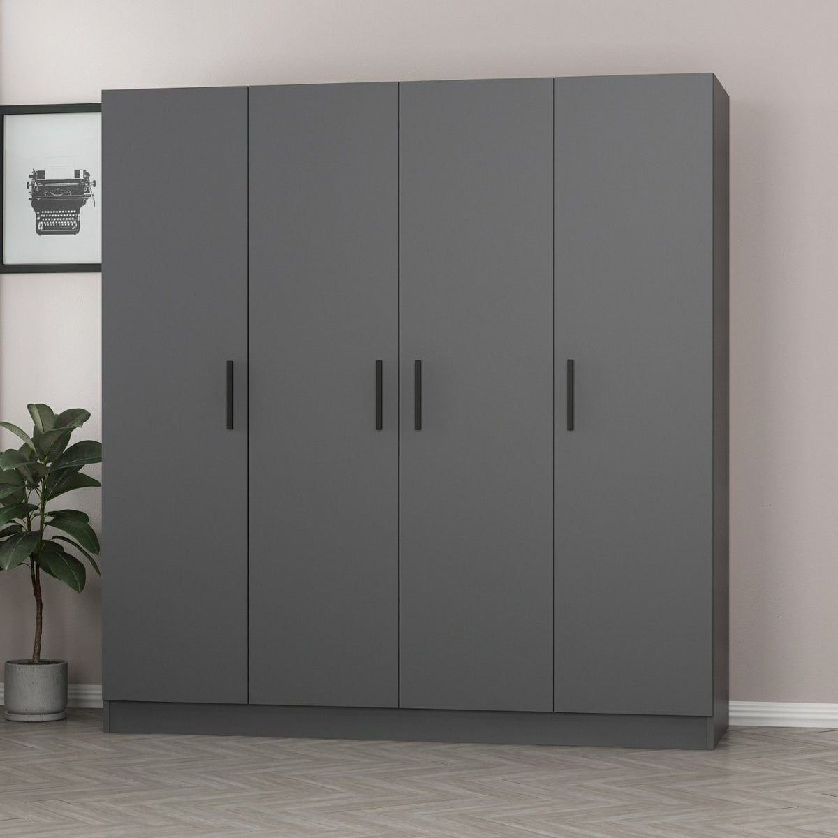 Ντουλάπα 180x190x52 εκ Ανθρακί 506MNR2462