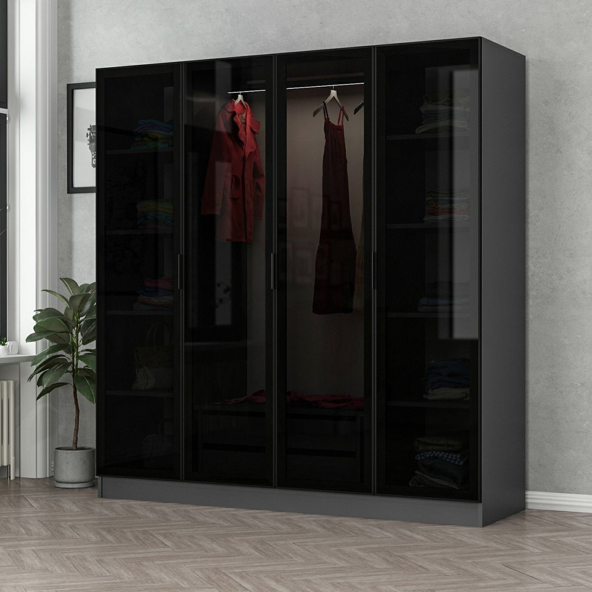 Ντουλάπα 180x190x52 εκ Anthracite Black 506MNR2474