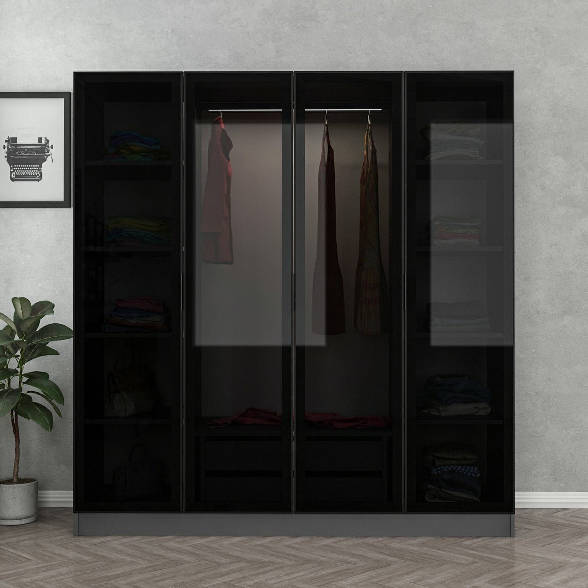 Ντουλάπα 180x190x52 εκ Anthracite Black 506MNR2474