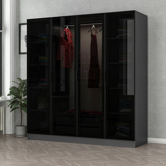 Ντουλάπα 180x210x52 εκ Anthracite Black 506MNR2475