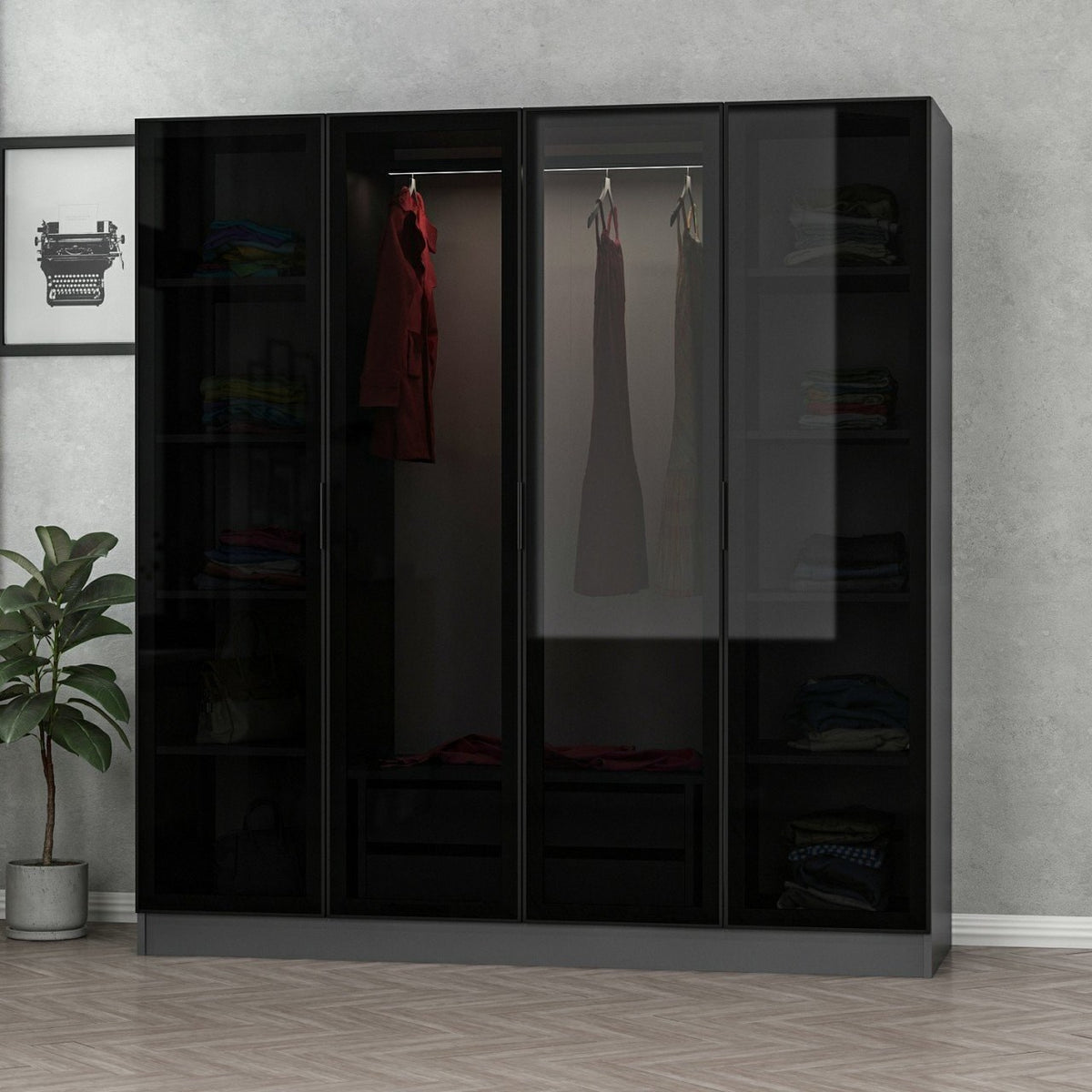Ντουλάπα 180x210x52 εκ Anthracite Black 506MNR2475