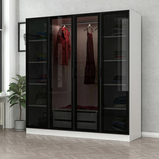 Ντουλάπα 180x190x52 εκ White Black 506MNR2476