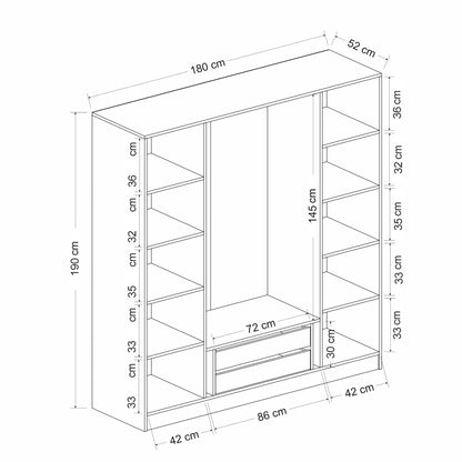 Ντουλάπα 180x190x52 εκ White Black 506MNR2476