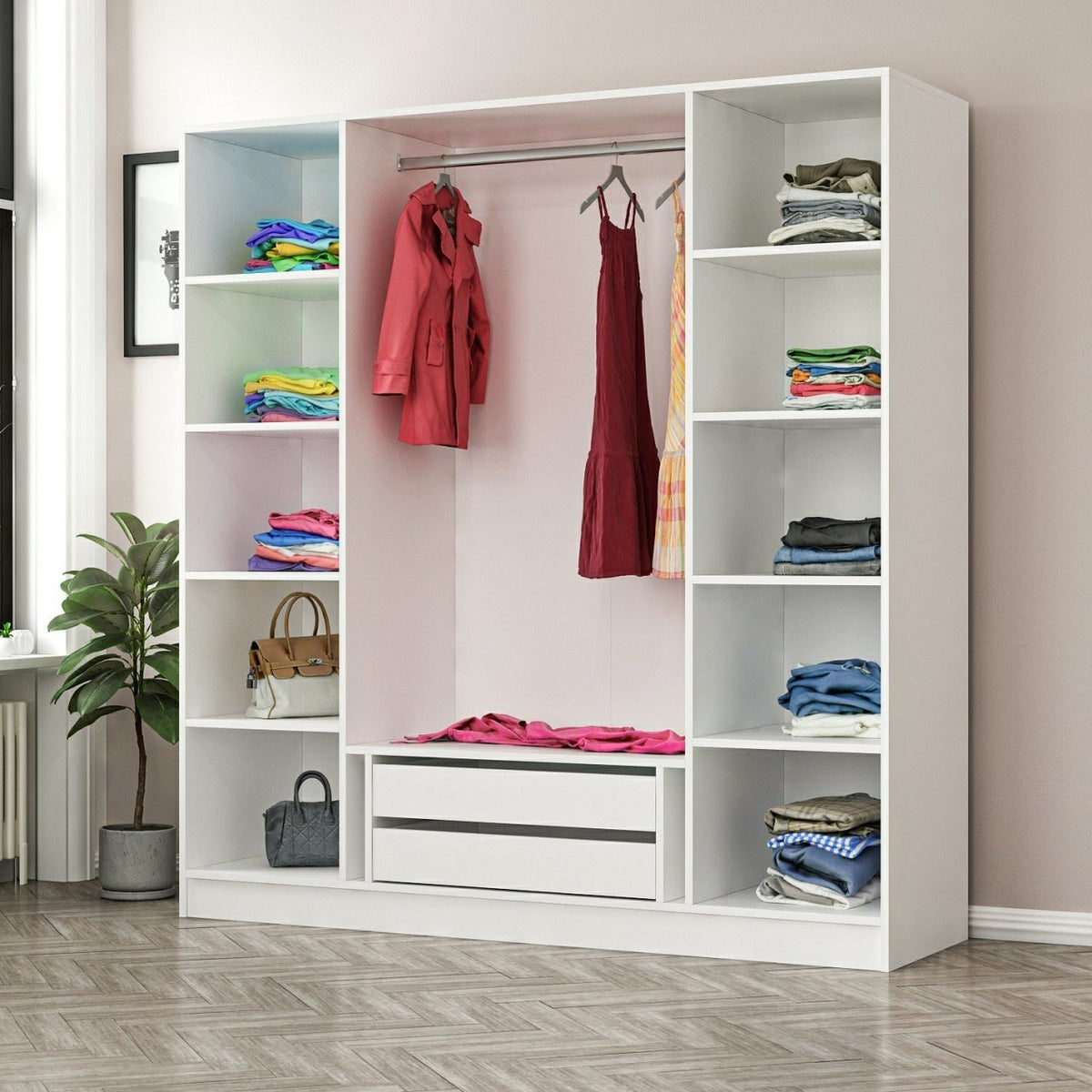 Ντουλάπα 180x210x52 εκ White Black 506MNR2477