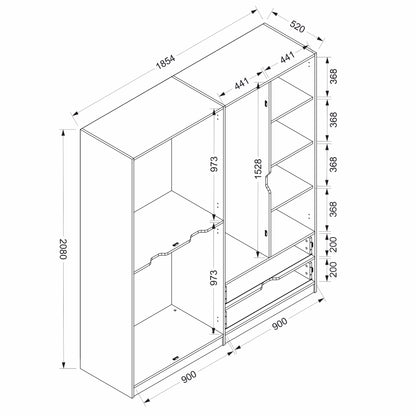 Ντουλάπα 185x208x52 εκ Dore 506MNR2497