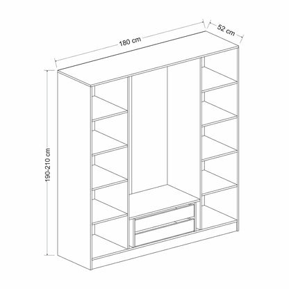 Ντουλάπα 180x210x52 εκ Λευκό 506MNR2499