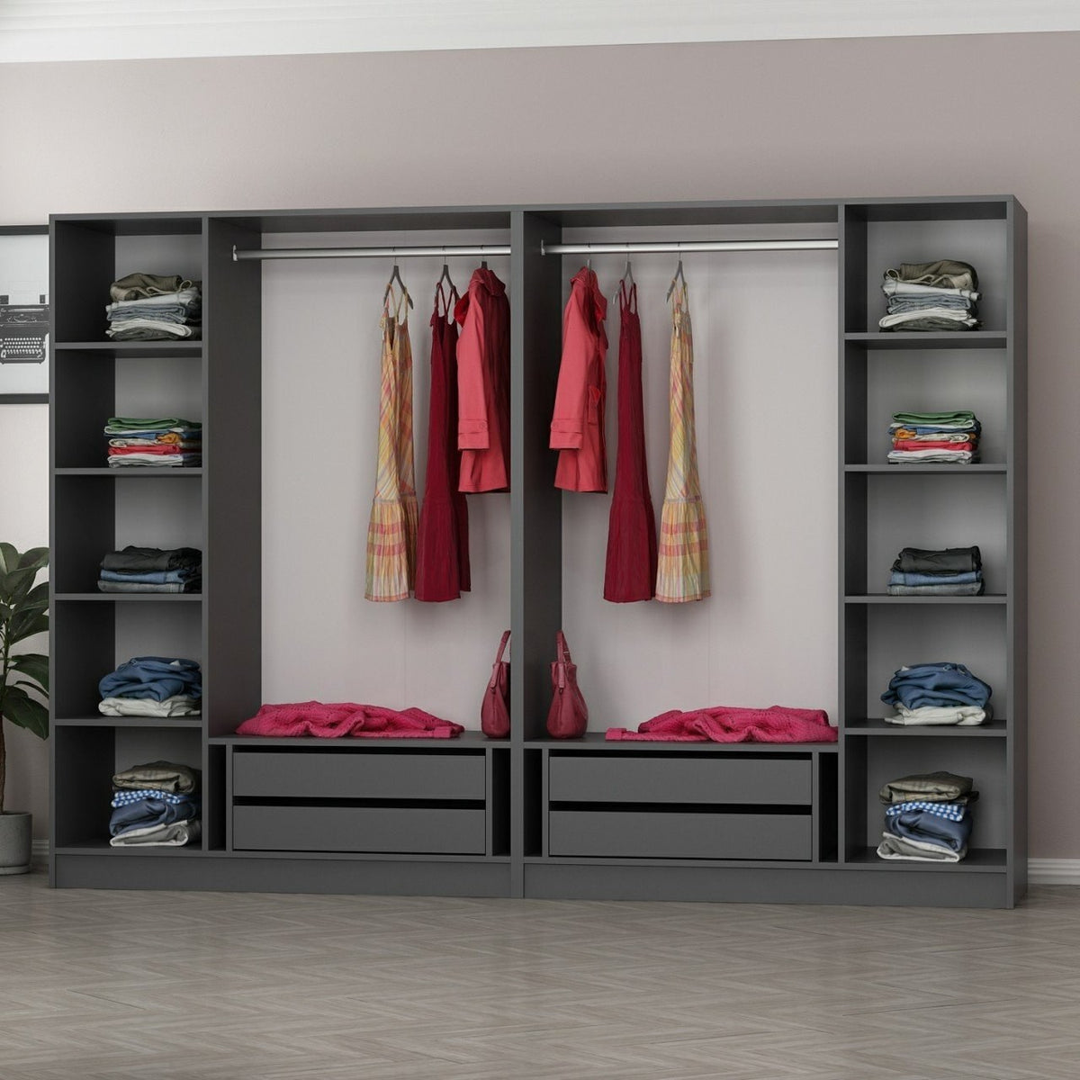 Ντουλάπα 270x210x52 εκ Ανθρακί 506MNR2508