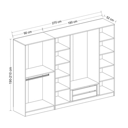 Ντουλάπα 270x190x52 εκ Dore 506MNR2511