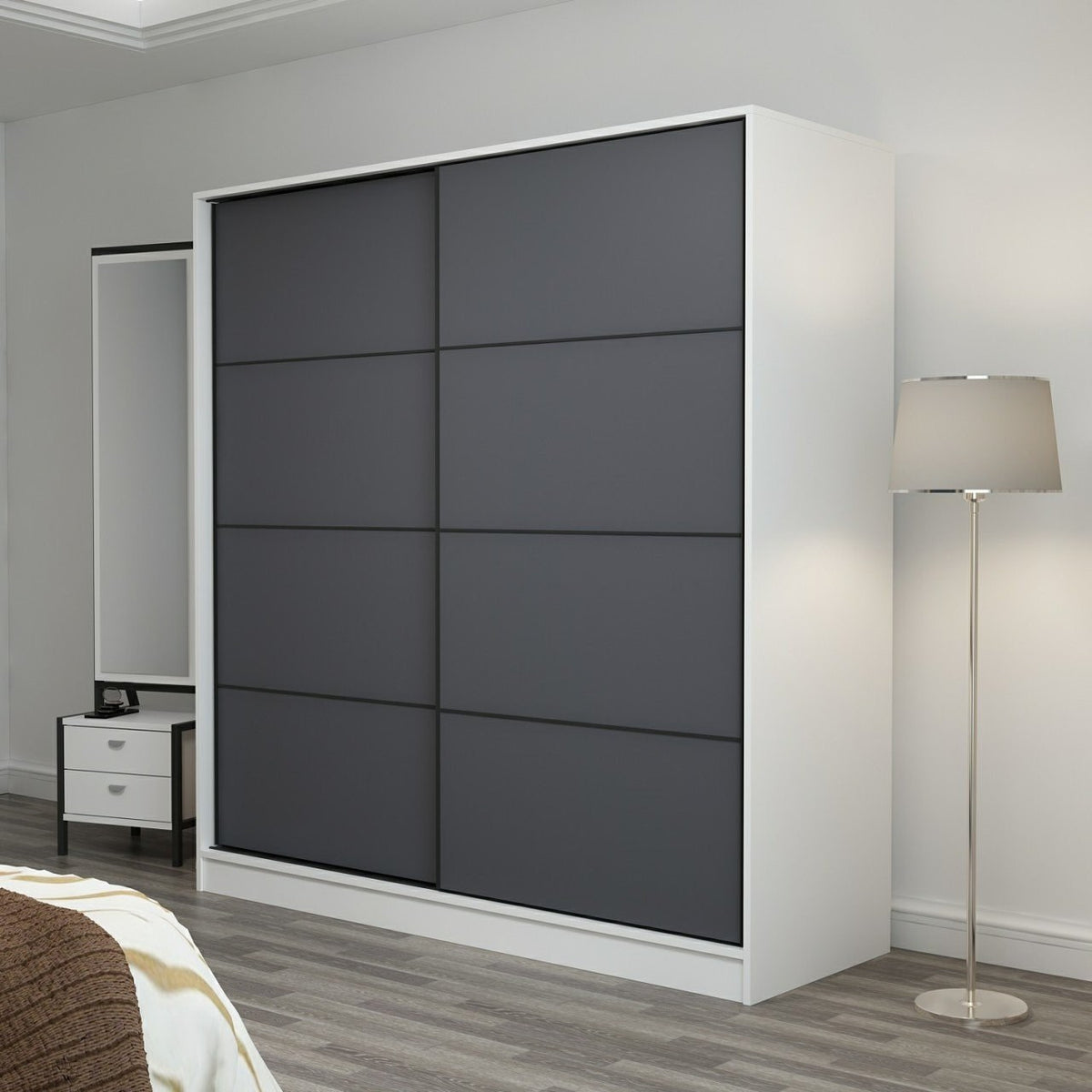 Ντουλάπα 180x190x52 εκ White Anthracite 506MNR2519