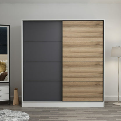 Ντουλάπα 180x190x52 εκ White Anthracite Dore 506MNR2521