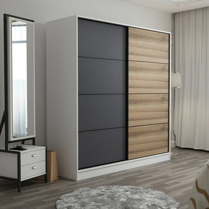 Ντουλάπα 180x190x52 εκ White Anthracite Dore 506MNR2521