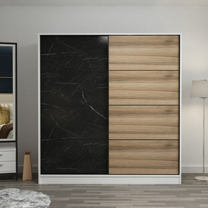 Ντουλάπα 180x190x52 εκ White Black Dore 506MNR2523