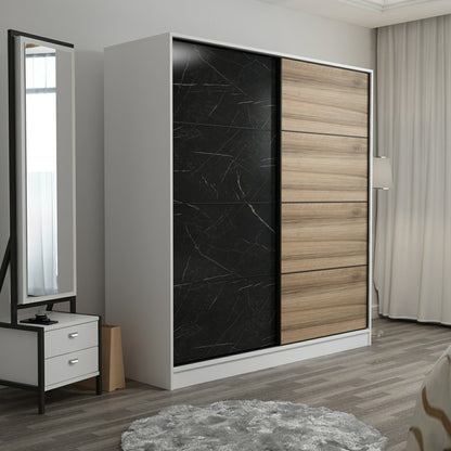 Ντουλάπα 180x210x52 εκ White Black Dore 506MNR2524