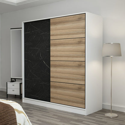 Ντουλάπα 180x210x52 εκ White Black Dore 506MNR2524