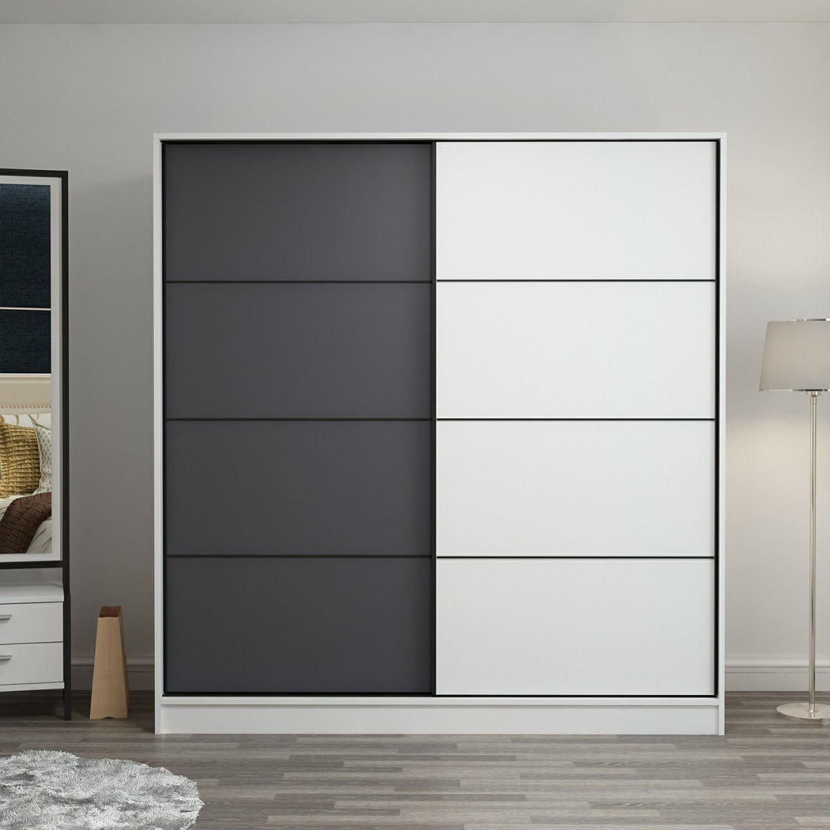 Ντουλάπα 180x190x60 εκ White Anthracite 506MNR2525