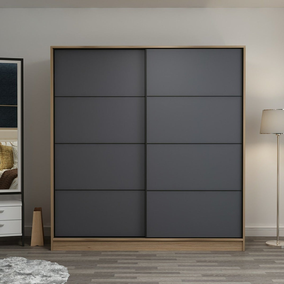 Ντουλάπα 180x210x52 εκ Dore Anthracite 506MNR2534