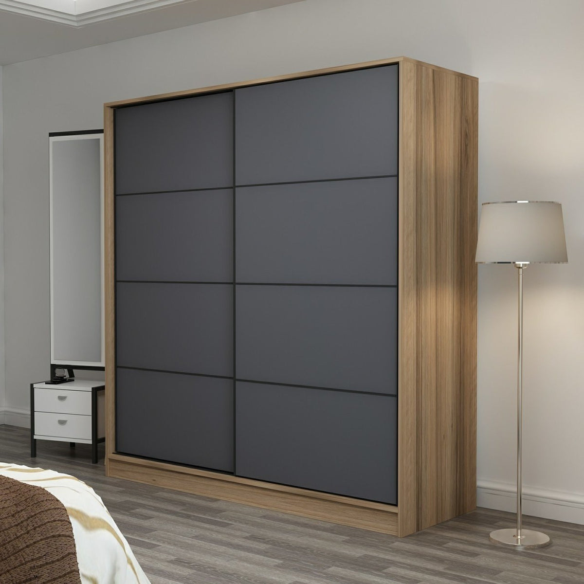 Ντουλάπα 180x210x52 εκ Dore Anthracite 506MNR2534