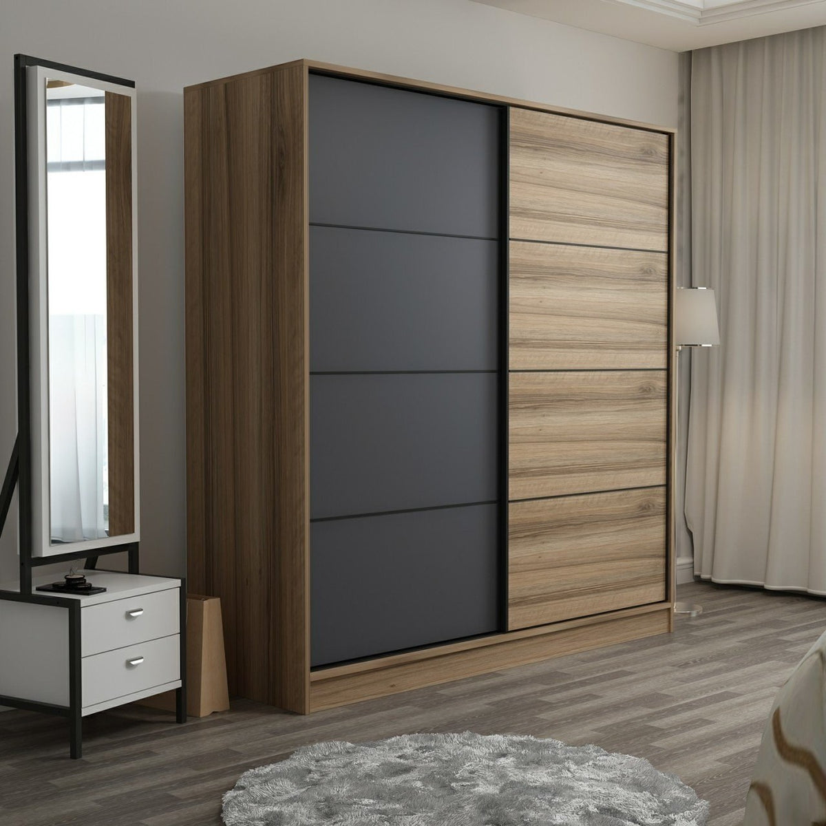 Ντουλάπα 180x190x60 εκ Dore Anthracite 506MNR2535