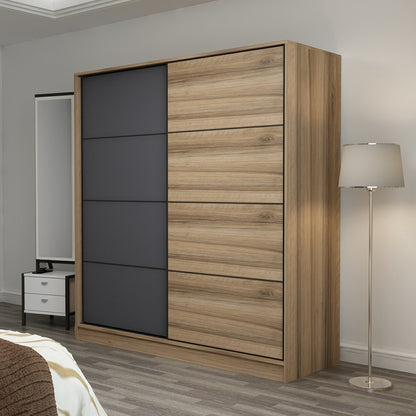 Ντουλάπα 180x210x60 εκ Dore Anthracite 506MNR2536