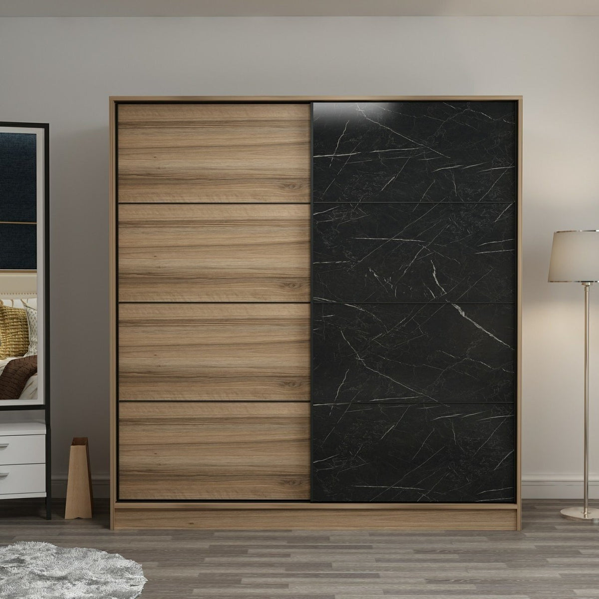 Ντουλάπα 180x210x52 εκ Dore Black 506MNR2538