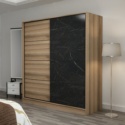 Ντουλάπα 180x210x52 εκ Dore Black 506MNR2538