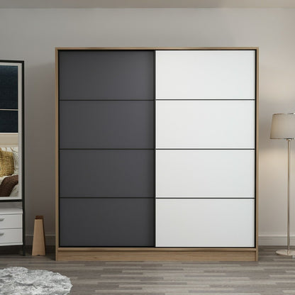Ντουλάπα 180x190x52 εκ Dore Anthracite White 506MNR2539