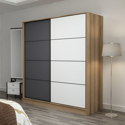 Ντουλάπα 180x190x52 εκ Dore Anthracite White 506MNR2539
